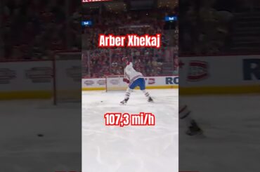 Arber Xhekaj hits a 107.3 mph slap shot 🔥 #NHL #Shorts