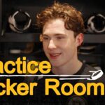 Fraser Minten speaks with media after practice on Saturday