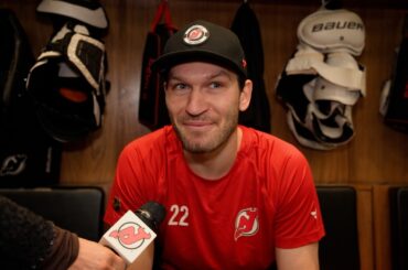 Brett Pesce reacts to sitting next to Luke as Jack scored the gold medal, game-winning goal.