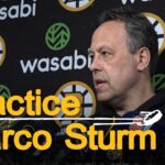 Marco Sturm talks to the media after practice on Tuesday