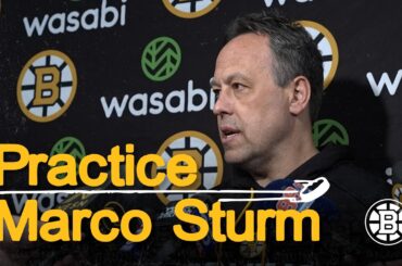 Marco Sturm talks to the media after practice on Tuesday