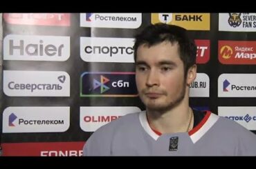 Артемий Князев после 2-го периода матча с ХК «Северсталь». 51-й тур КХЛ-25/26