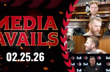 Claude Giroux, Nikolas Matinpalo, Linus Ullmark, Travis Green Media Availability