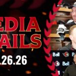 Brady Tkachuk, Jake Sanderson, Travis Green Pregame Media vs DET