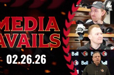 Brady Tkachuk, Jake Sanderson, Travis Green Pregame Media vs DET