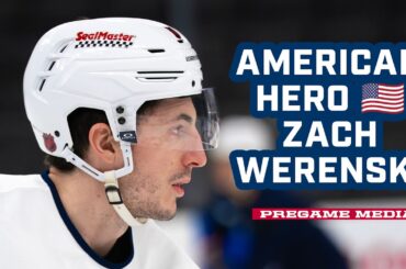 American Hero Zach Werenski is READY TO GO Tonight in Boston! 🇺🇸 ⭐️ | Pregame Media