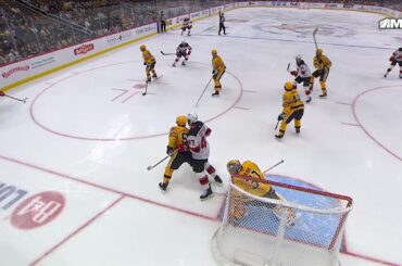 Paul Cotter scores a goal against the Pittsburgh Penguins