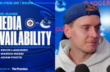 Kevin Lankinen, Marco Rossi & Adam Foote Pre-Game Media | Canucks vs. Jets (Feb 25, 2026)