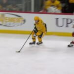 Yegor Chinakhov scores a goal against the New Jersey Devils