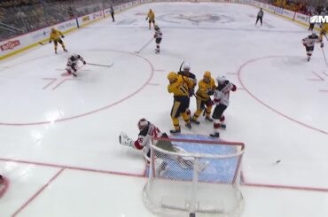 Connor Clifton scores a goal against the New Jersey Devils