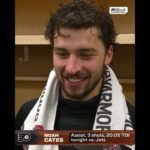 ALL SMILES 😀 - Noah Cates on his game-saving stop in overtime vs. Jets