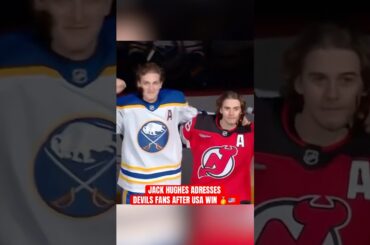 Jack Hughes brought out Tage Thompson to celebrate their gold for Team USA 🔥