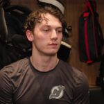 Luke Hughes, Keefe talk to media after Monday practice