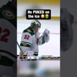 Filip Gustavsson barfs on the ice 🫣🤮 #hockey #nhl #mnwild