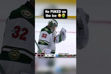 Filip Gustavsson barfs on the ice 🫣🤮 #hockey #nhl #mnwild