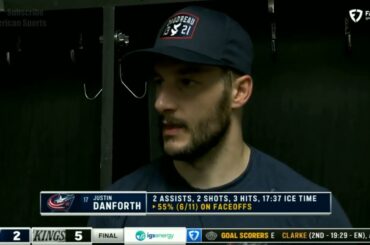 Justin Danforth Post Game Interview ! Columbus Blue Jackets vs Los Angeles Kings