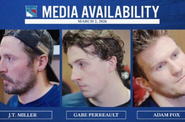 NYR vs CBJ: J.T. Miller, Gabe Perreault & Adam Fox Postgame Media Availability | Mar. 2, 2026