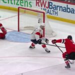Dougie Hamilton scores a goal against the Florida Panthers