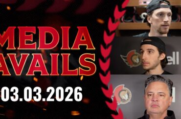 Thomas Chabot, Dylan Cozens, and Travis Green Pregame Media Availability 📺