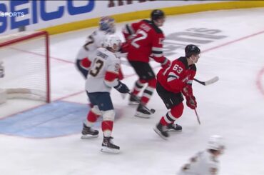 Cody Glass scores a goal against the Florida Panthers