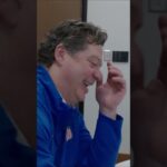 Bill Guerin delivers the news to Jake Guentzel that he made the USA Olympic team! 🇺🇸