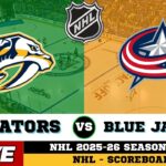 🔴LIVE : Nashville Predators Vs Columbus Blue Jackets | NHL 2026 | NHL Live SCOREBOARD