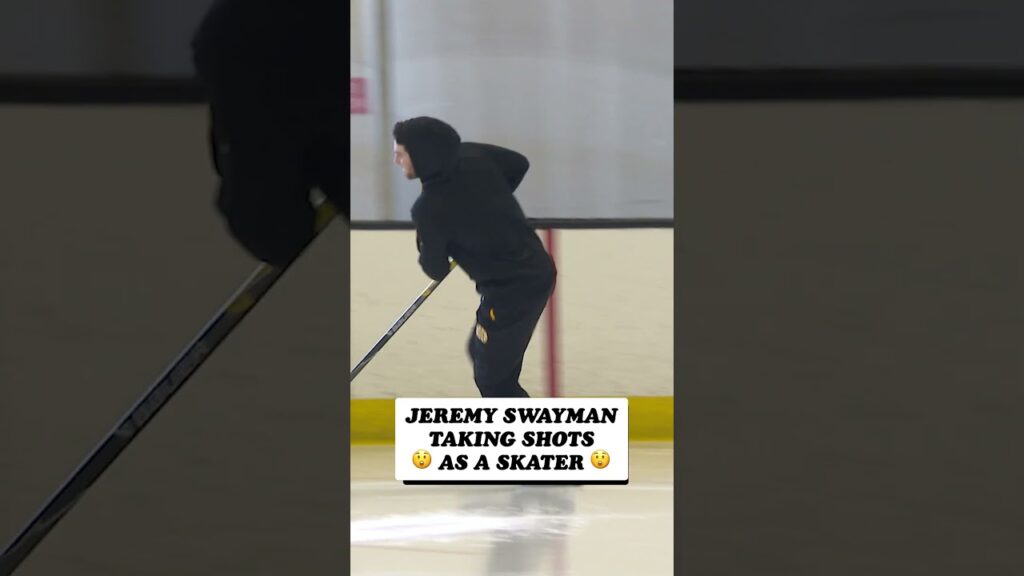 Jeremy Swayman Shows Off His Wicked Slap Shot!! | #nhl #bruins #shorts #hockey
