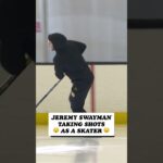 Jeremy Swayman Shows Off His Wicked Slap Shot!! | #nhl #bruins #shorts #hockey