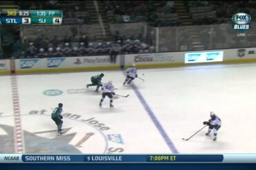 Jaden Schwartz snapshot goal 4-3 St. Louis Blues vs San Jose Sharks 11/29/13 NHL Hockey.
