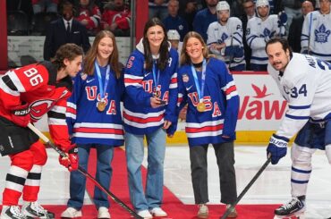 U.S. Women's Hockey Team honored with Jack Hughes & Matthews