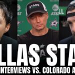 Jamie Benn, Jason Robertson & Glen Gulutzan Discuss Stars Trading for Tyler Myers, Colorado Matchup
