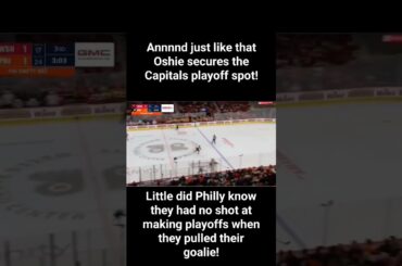 TJ Oshie scores an empty net goal to clinch the Capitals a playoff spot! #caps #flyers