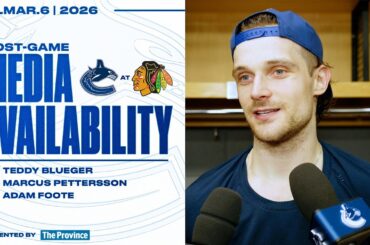 Blueger, Pettersson & Adam Foote Post-Game Media | Canucks at Blackhawks (Mar 6, 2026)