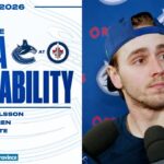 Karlsson, Öhgren & Adam Foote Post-Game Media | Canucks at Jets (Mar 7, 2026)