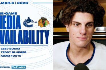 Zeev Buium, Teddy Blueger & Adam Foote Pre-Game Media | Canucks at Blackhawks (Mar 6, 2026)