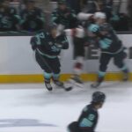 Jaden Schwartz se prend un patin au visage