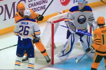 Pens C #71 Evgeni Malkin had enough  of Sabres #26 Dahlin’s cross checks