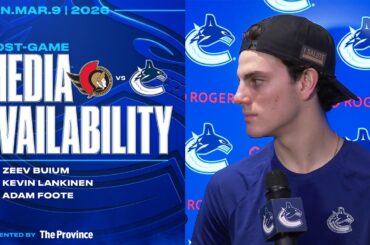 Zeev Buium, Kevin Lankinen & Adam Foote Post-Game Media | Canucks vs. Senators (Mar 9, 2026)
