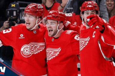 Red Wings' Alex DeBrincat Bats Puck Out Of Mid-Air Past Panthers' Sergei Bobrovsky