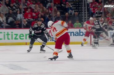 Kevin Bahl scores a goal against the New Jersey Devils