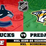 🔴LIVE : Nashville Predators Vs Vancouver Canucks | NHL 2026 | NHL Live SCOREBOARD
