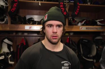 Hischier, Markstrom, Jack Hughes, Keefe talk after a 5-4 loss to Calgary