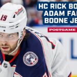 Hear from Head Coach Rick Bowness, Adam Fantilli and Boone Jenner postgame in Florida