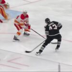 Simon Nemec scores a powerplay goal against the Calgary Flames