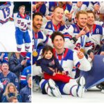 Team USA brought Johnny Gaudreau's children on the ice for their gold medal photo and Paid tribute