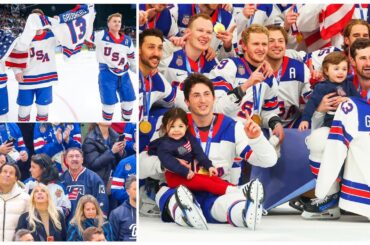 Team USA brought Johnny Gaudreau's children on the ice for their gold medal photo and Paid tribute