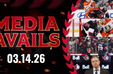 Thomas Chabot, Linus Ullmark, Shane Pinto, Travis Green Postgame Media vs ANA