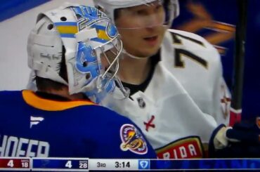 NHL Hockey fight - Joel Hofer(Blues)vs. Matthew Tkachuk(Panthers)
