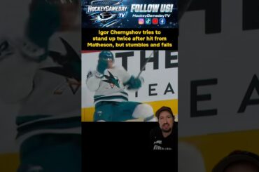 #Sharks Chernyshov stumbles and falls twice after #Habs Matheson hit #NHL #hockey #fyp #foryou