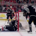 John Beecher scores a shorthanded goal against the New Jersey Devils